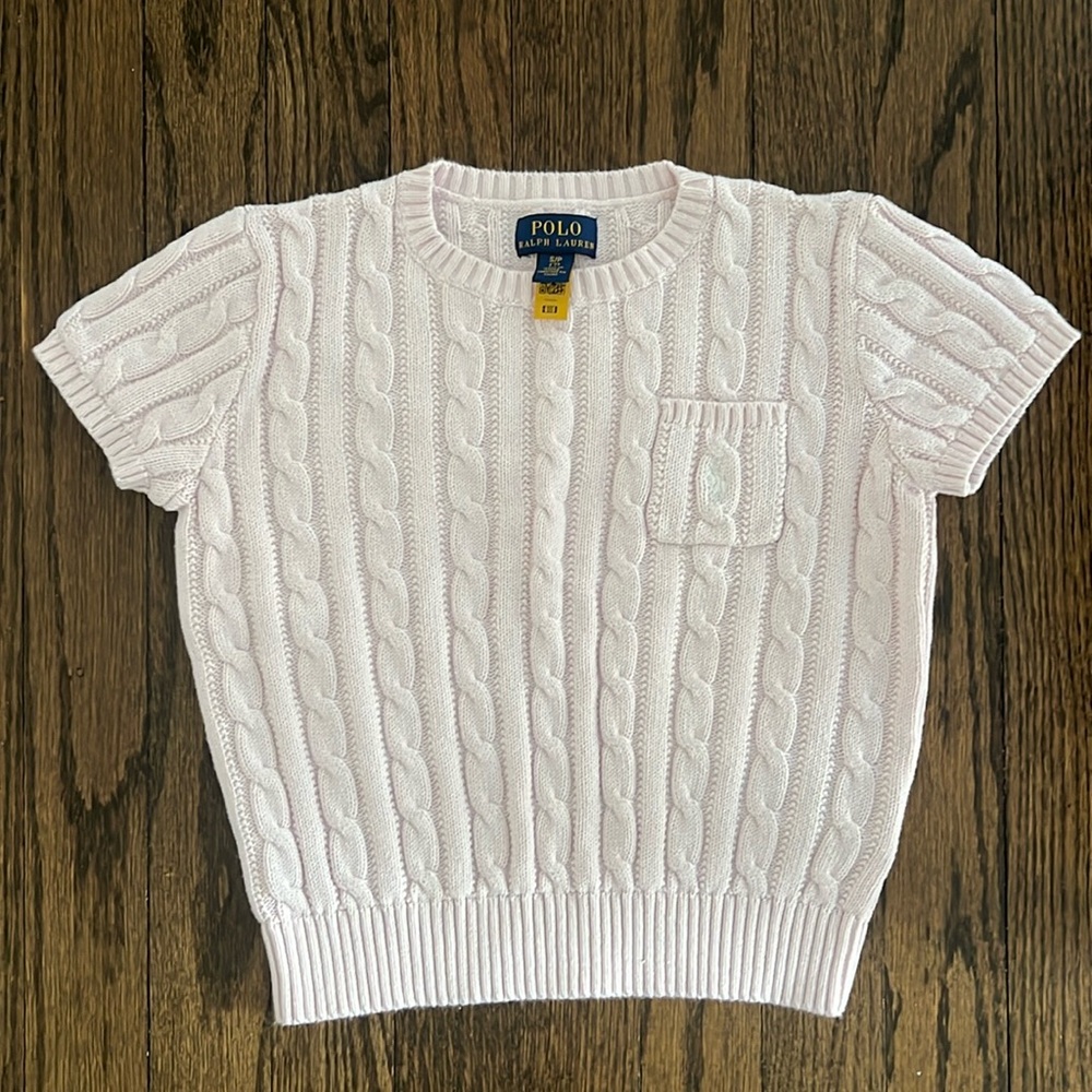 EUC! Ralph Lauren Girls Cableknit Short Sleeved Sweater